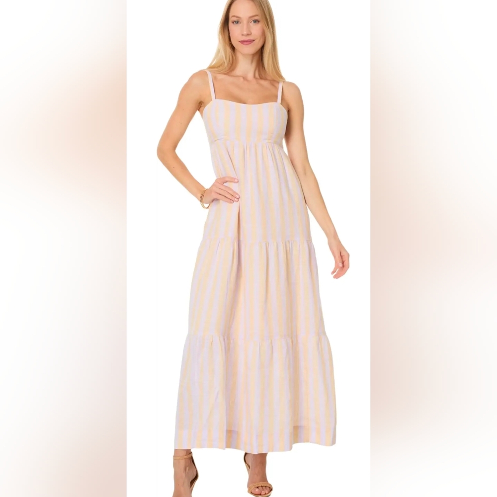 Lilly Pulitzer Javanne Linen Maxi Dress Sz 14